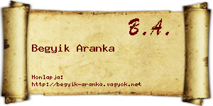 Begyik Aranka névjegykártya